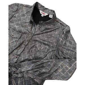 Roper Womens iridescent Geometric Print Button Up Long Sleeve Shirt Top Size M‎